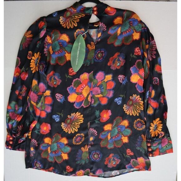 Farm Rio x Anthropologie 301973 Women's Sz XL Multi Lilys Garden L/S Blouse - Picture 11 of 12